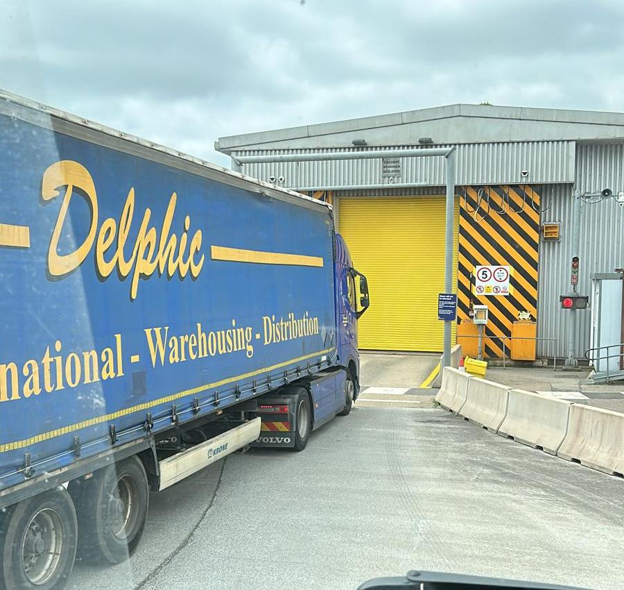 Delphic curtainsider backed onto a loading bay dock